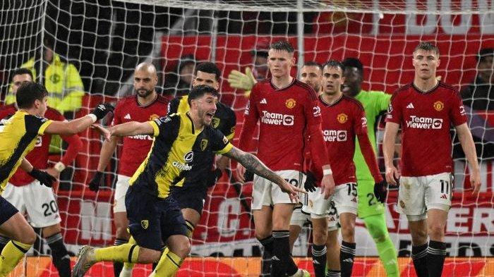 Suasana pemain Bournemouth berselebrasi seusai cetak gol ke gawang Manchester United pekan ke-16 Liga Inggris 2023-2024, Sabtu (9/12/2023) petang.