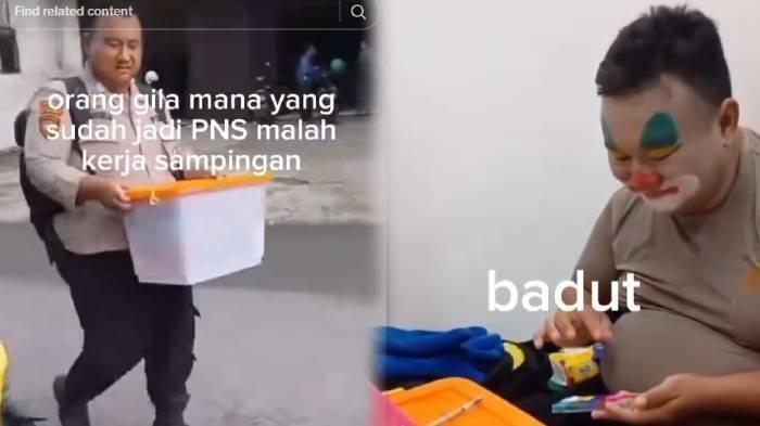 POLISI NYAMBI JADI BADUT- Tangkapan layar TikTok @rian.gendutInd, Rabu (12/2/2025). Seorang anggota polisi di Bangka Belitung bernama Bripka Rian viral di media sosial karena nyambi jadi badut sulap.