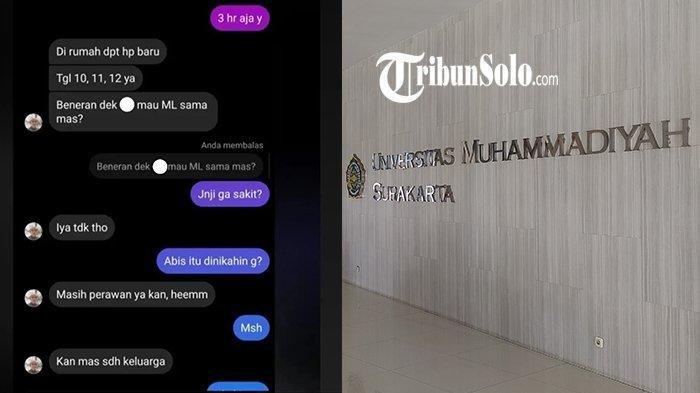 Tangkapan layar isi chatting oknum pejabat UMS yang mengajak mahasiswi berhubungan badan.