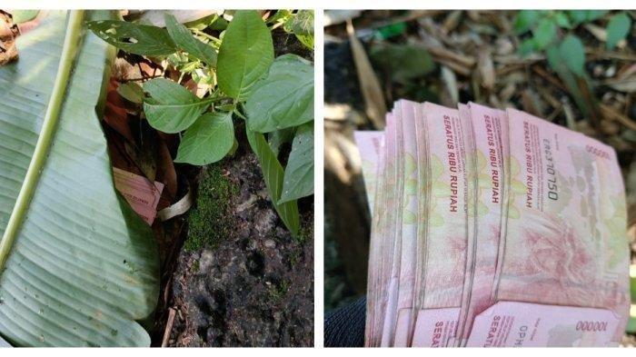 Penemuan uang Rp 5,4 Juta yang ditutup daun pisang dekat Kuburan cina viral di media sosial. 