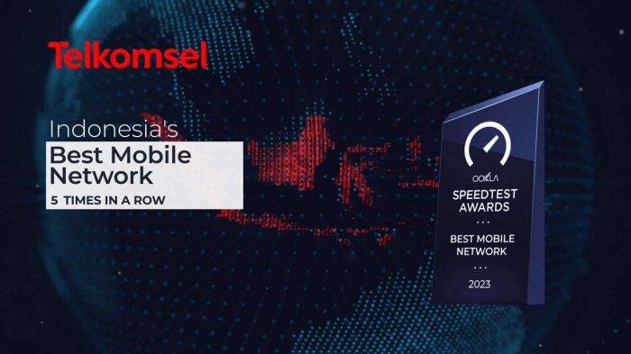 Penghargaan tingkat global dari Ookla® Speedtest Awards™ kategori Best Mobile Network di Indonesia dianugerahkan untuk ke-5 kalinya secara berturut-turut kepada Telkomsel atas kapabilitas dan pencapaian jaringan broadband terbaik berdasarkan analisis oleh Ookla® dari data Speedtest Intelligence® untuk Q3–Q4 2023.