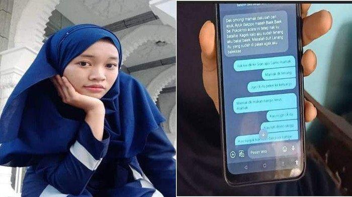 Isi pesan singkat Junita kepada adik bungsunya, Yadi (18) pada Senin (27/11/2023).