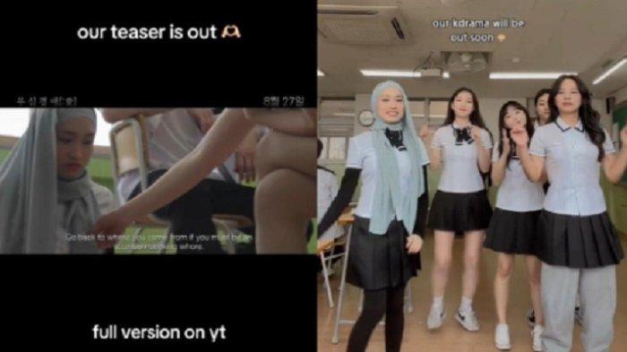 Aksi Sabrina Azhar di drama Korea Girl In The Mirror (kiri) - Sabrina Azhar bersama karakter utama The Girl In The Mirror (kanan)