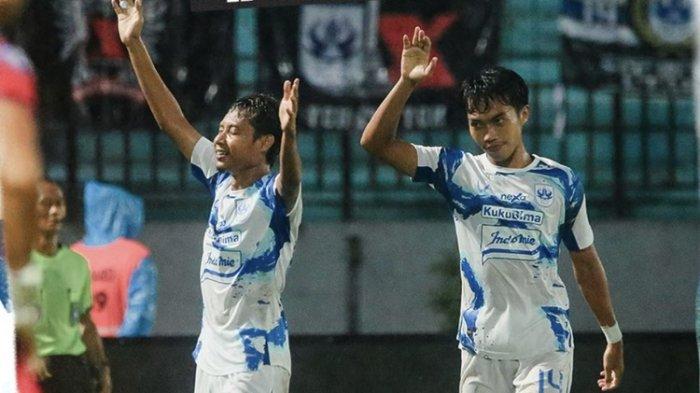 Selebrasi Evan Dimas seusai mencetak gol dalam laga pekan ke-27 Liga 1 2023-2024 antara PSIS Semarang Vs Persik Kediri di Stadion Moch Soebroto Magelang, Minggu (3/3/2024).