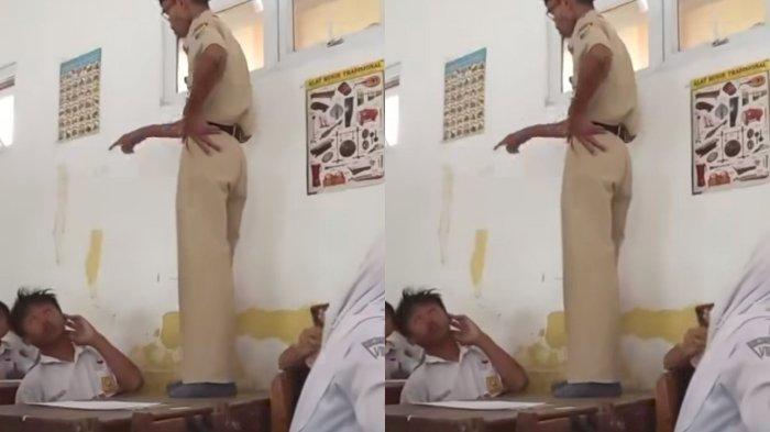 KEKERASAN DI SEKOLAH - Seorang oknum guru di SMPN 1 Karangawen Demak menendang siswa di dalam kelas, Selasa (10/6/2025).