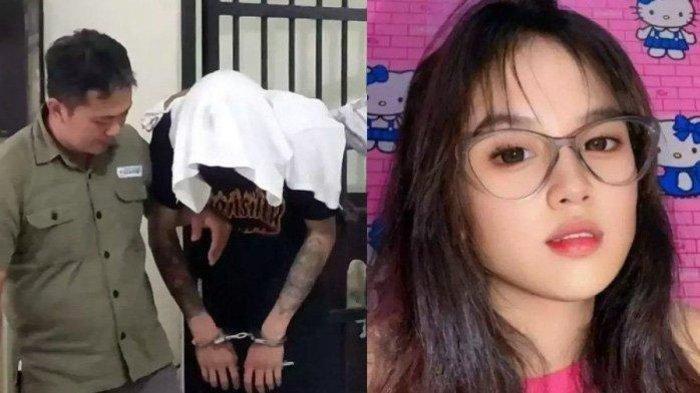 Tampang pelaku Alung yang sudah ditangkap dan korban Fitria Wulandari