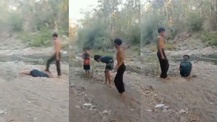 Tangkapan layar Aksi Bullying Remaja di Sambiroto Semarang, Kepala Korban Diinjak dan Ditendang Berkali-kali