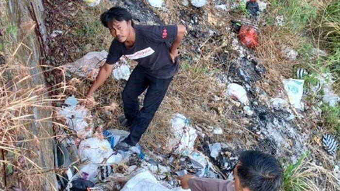 Pihak kepolisian memperlihatkan lokasi area tumpukan sampah tempat ditemukannya bayi perempuan di Desa Brangkal, Kecamatan Karanganom, Kabupaten Klaten pada Senin (12/8/2024).