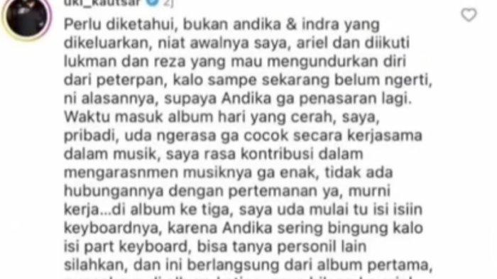 Uki Komen di IG Andika, Ini 5 Klarifikasi Isu Indra dan Andika Dikeluarkan dari Peterpan