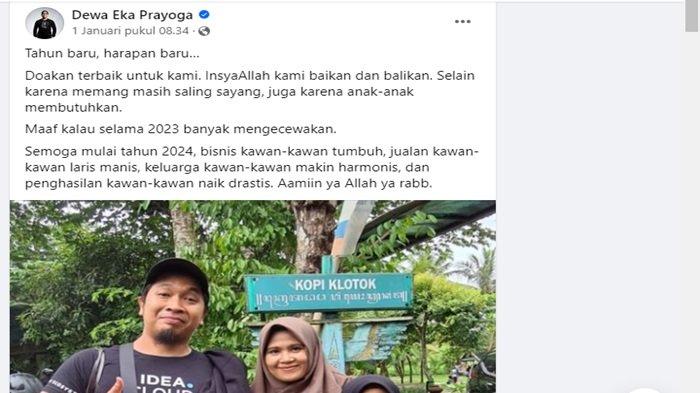 Unggahan Dewa Eka Prayoga PAda 1 Januari 2024 Bersama Wiwin Supiyah dan 2 Anaknya