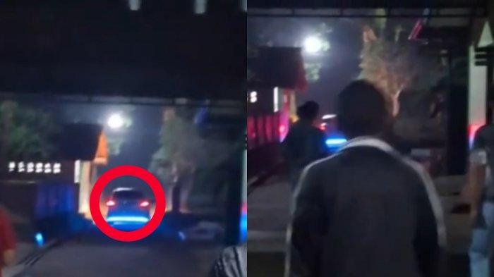 Tangkapan layar video mobil taksi online masuk area kuburan di Banyumas, viral karena penumpang gaib.