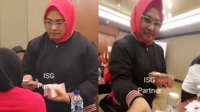 Viral aksi Wakil Bupati Blora, Tri Yuli Setyowati, bagi-bagi gepokan uang kepada kader PDIP.