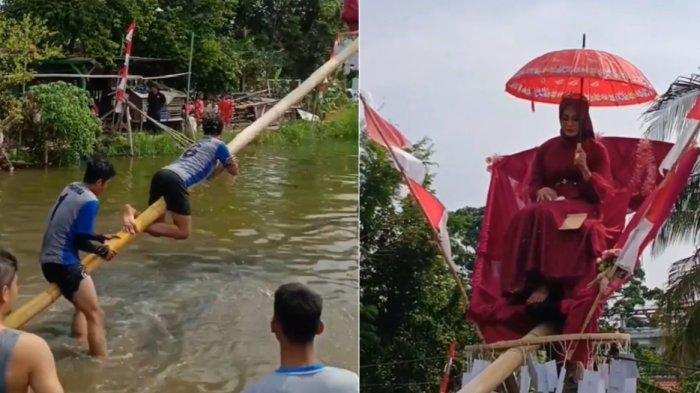 Viral lomba panjat pinang HUT Kemerdekaan RI berhadiah janda cantik di Cianjur, Jawa Barat