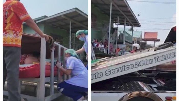Proses evakuasi seorang wanita berbobot 300 Kg di Thailand
