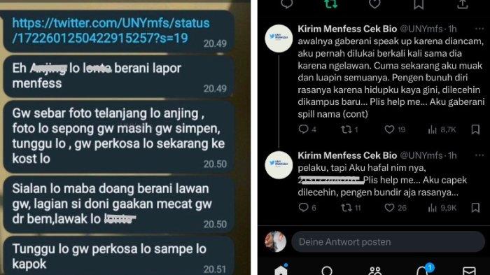 Viral Beredar Chat Mahasiswi Baru Jogja Dapat Ancaman Pemerkosaan dan Pelecehan dari Anggota BEM