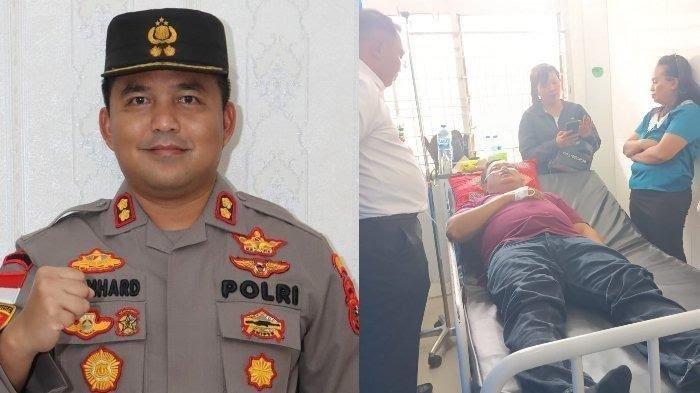 Kolase foto Kapolres Dairi AKBP Reinhard Nainggolan dan Bripka David yang harus opname usai digampar pimpinannya.