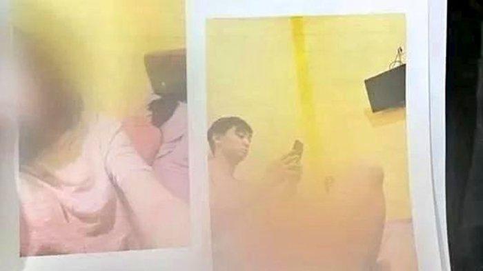 Foto sosok yang diduga Karina Dinda Lestari dan Andy Wahab sedang berada di dalam kamar bernuansa kuning. (X)
