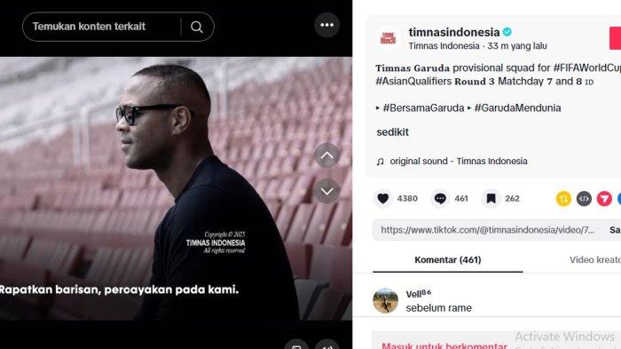 GARUDA CALLING - Tangkapan layar dari unggahan akun @timnasindonesia pada Minggu (9/3/2025)