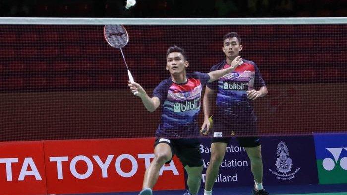 Pasangan ganda putra Indonesia, Bagas Maulana/Muhammad Shohibul Fikri, tampil pada babak 16 Besar Thailand Masters 2020, Kamis (23/1/2020)