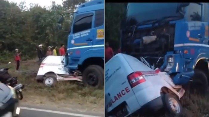 Mobil Ambulans Desa Perambatan Kecamatan Abab Kabupaten PALI dikabarkan alami kecelakaan di Jalan Lintas Indralaya-Gelumbang tepatnya di Desa Segayam Kecamatan Gelumbang Kabupaten Muara Enim