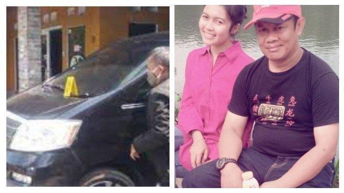 Mobil Toyota Alphard yang menjadi TKP pembunuhan Tuti Suhartini dan putrinya, Amalia Mustika Ratu (kiri), dan Yosef (kanan), suami Tuti Suhartini.
