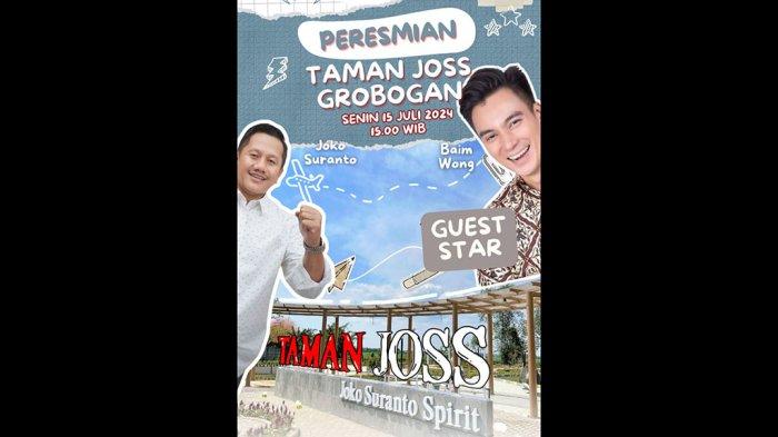  Joko Suranto Akan Resmikan Taman JOSS di Grobogan, Baim Wong Jadi Motiv 