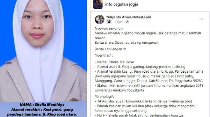 DICARI! Sheila Maulidya Mahasiswi Non Aktif Amikom Yogyakarta Asal Belitung, Hilang Sejak 14 Agustus