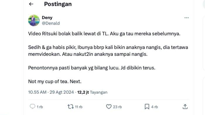 Unggahan warganet komentari video Mama Mega dan Ritsuki