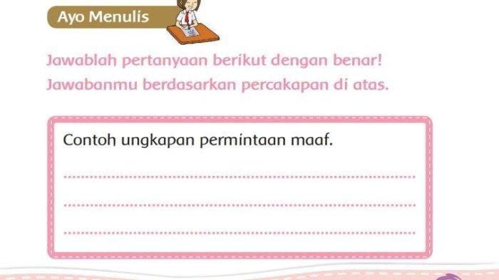 Contoh soal isian permintaan maaf kelas 2 sd Contoh soal isian permintaan maaf kelas 2 sd