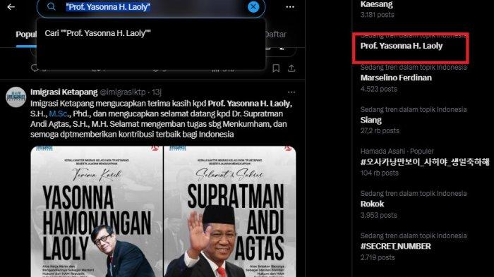 Tagar Yasonna Laoly trending di X