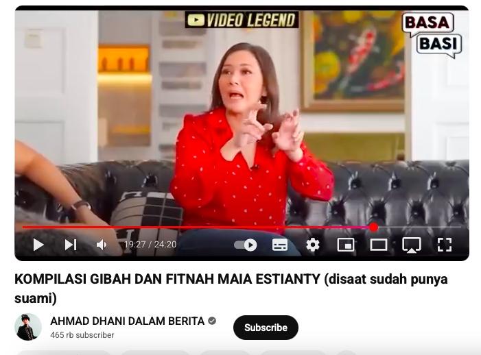 AHMAD DHANI : Tangkapan layar dari Youtube AHMAD DHANI DALAM BERITA pada Selasa (1/7/2025) : Ahmad Dhani mengunggah video potongan video statement Maia Estianty dan memberikan judul KOMPILASI GIBAH DAN FITNAH MAIA ESTIANTY (disaat sudah punya suami)