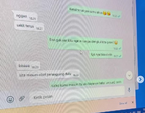 Bukti chat suami Hanum Mega ke selingkuhannya