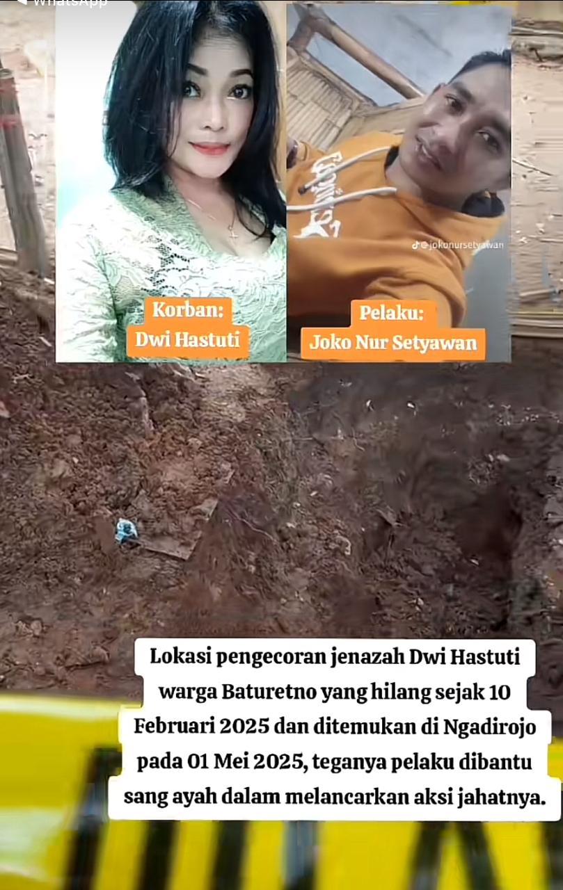 PEMBUNUHAN WONOGIRI : Tangkapan layar dari Tiktok @singa_fiyah pada Jumat (2/5/2025) : Tampang pelaku pembunuhan wanita yang mayatnya dikubur dan dicor di belakang rumah di Wonogiri
