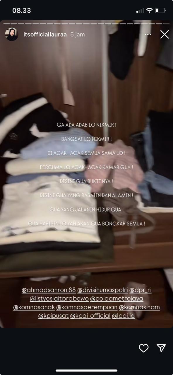 Unggahan story Lolly di Instagram (Instagram/itsofficiallaura)