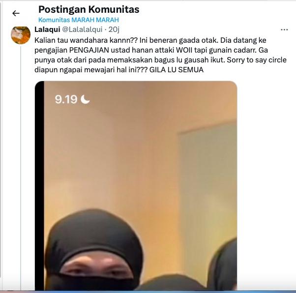 Viral Wanda Hara Bercadar dan Ikut Barisan Wanita di Kajian Ustadz Hanan Attaki, Aslinya Laki-laki