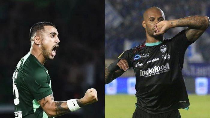 Kolase bomber Zhejiang FC, Leonardo (kiri) dan penyerang Persib Bandung, David da Silva (kanan).