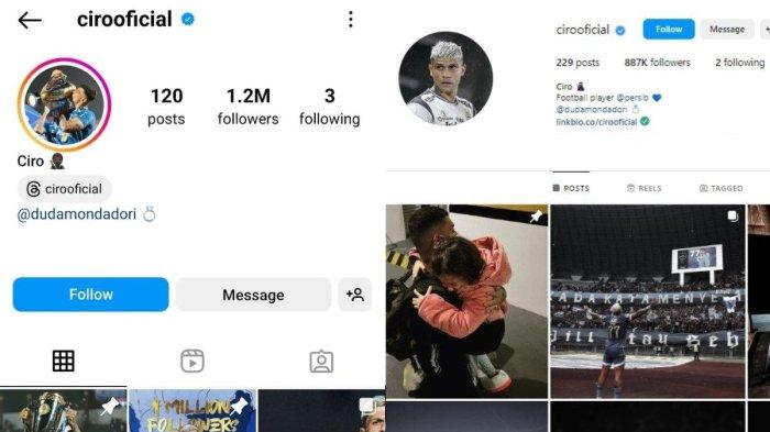 Kolase perbandingan profil Instagram Ciro Alves yang kini menghapus Persib Bandung dari kolom biodatanya (kiri) per Minggu, 16 Juni 2024 dibanding pada awal Liga 1 2023 lalu, 31 Mei 2024 (kanan).