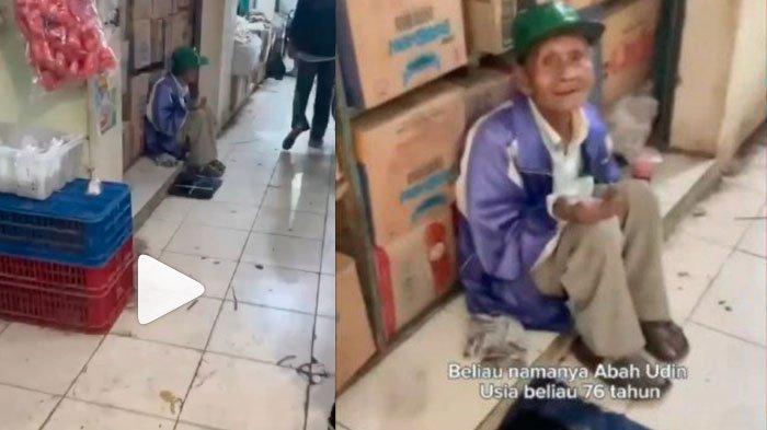 Abah Udin yang setiap hari menjajakan jasa timbang berat badan keliling demi mencari nafkah