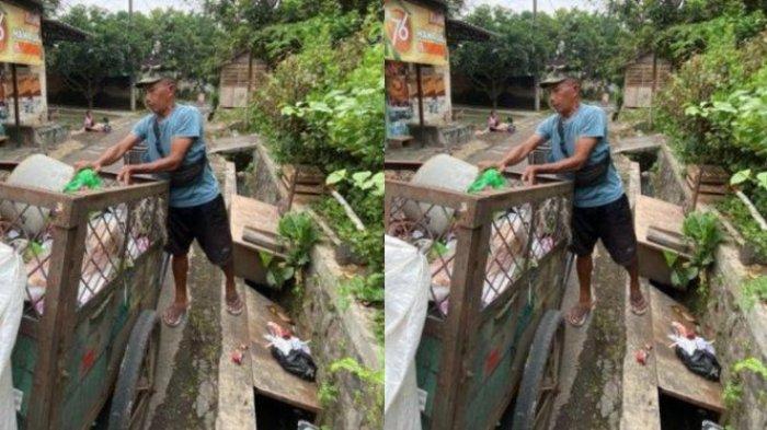 CUMA DIGAJI RP 250 RIBU - Sosok Agus Subiantoro, seorang PTT yang nyambi jadi pemulung. Agus Subiantoro saat bertugas mengangkut sampah di Desa Kembang, Kecamatan Bondowoso pada Jum'at (20/6/2025).