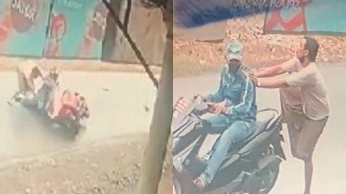 Aksi begal di Bangkalan rebut motor perempuan. Kejadian tersebut terekam CCTV dan viral di media sosial (medsos).