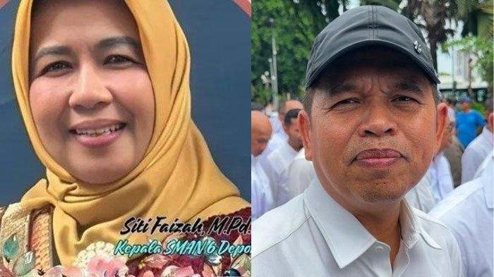 DEMUL PECAT KEPSEK - Gubernur Jawa Barat, Dedi Mulyadi (kanan) memecat Kepala SMAN 6 Depok, Siti Faizah, Kamis (20/2/2025). Pemecatan ini berkaitan dengan study tour yang melibatkan 347 siswa.