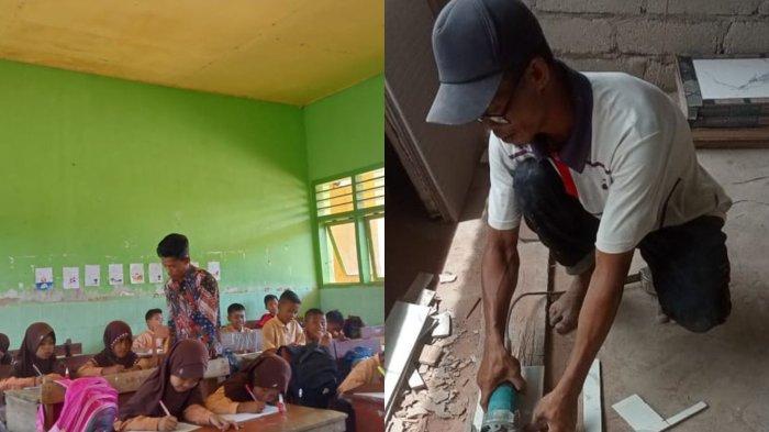 GURU HONORER -DIPECAT - Rasulullah (43), mantan guru Pendidikan Agama di SDN Torjek II, Desa Torjek, Kecamatan Kangayan, Pulau Kangean, Kabupaten Sumenep, Jawa Timur jadi tukang usai dipecat karena foto rumah penerima BSPS. Mengaku masih ingin mengajar.