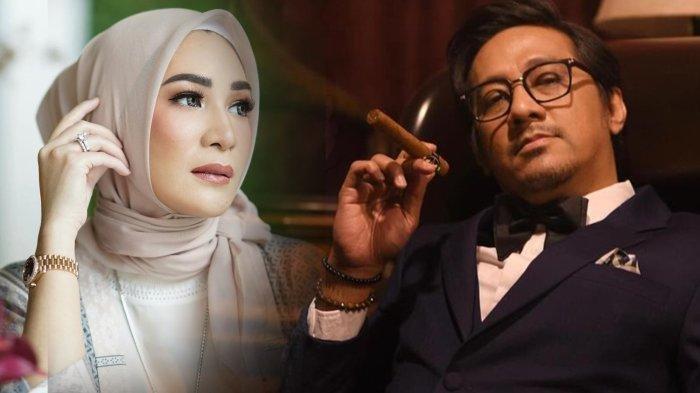 Pelawak Andre Taulany memposting foto seorang pria dipeluk wanita namun ketika bercermin pria tersebut dililit ular.