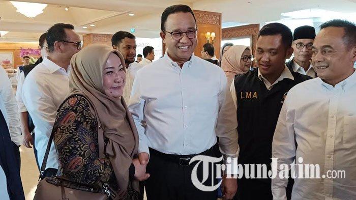 Bakal Calon Presiden Anies Baswedan tiba di Surabaya, jelang deklarasi pencalonan presiden, Sabtu (2/9/2023).