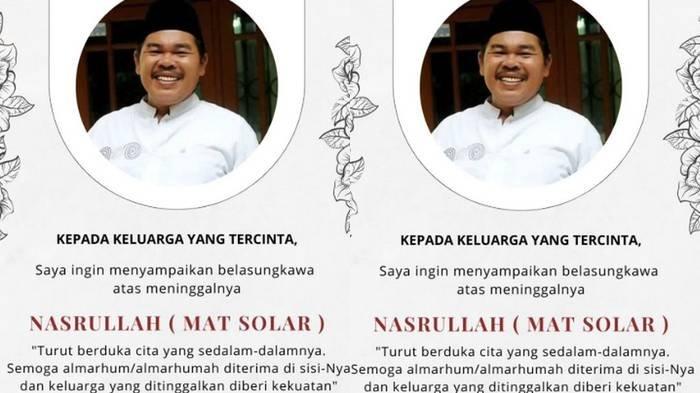 Tangkapan layar berita duka meninggalnya Mat Solar dalam unggahan di akun Instagram Rieke Diah Pitaloka.