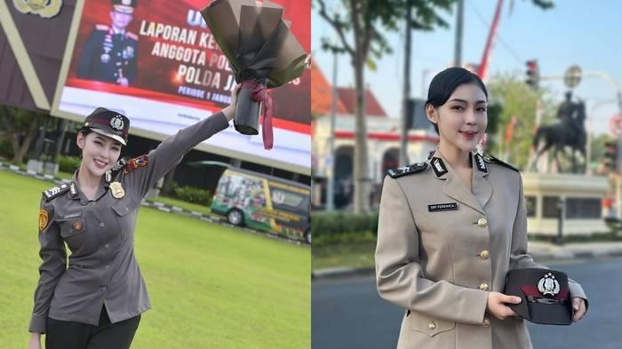 Brigadir Febby Veronica viral di media sosial karena fotonya saat pelantikan, disebut mirip artis Korea.