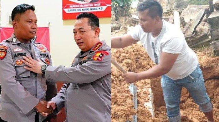  Bripka Joko mendapat apresiasi dari Kapolri Listyo Sigit atas pekerjaan mulianya yakni tukang gali kubur (Instagram/listyosigitprabowo - Tribun Sumsel)