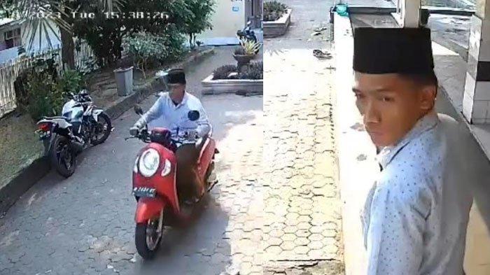 CCTV Masjid Agung Bangkalan menangkap aksi seorang pria berpeci dan bersarung curi motor Honda Scoopy berwarna merah dari halaman sisi selatan masjid. Rekaman CCTV itu beredar di media sosial sejak Rabu (13/9/2023) malam.
