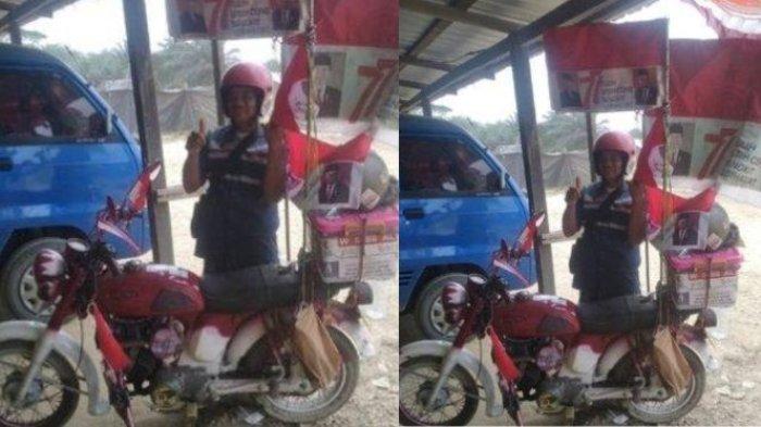 Cak Muklasin yang viral karena nekat ke IKN dengan motor tua Yamaha L2 tahun 1970 demi mengikuti upacara di IKN, Sabtu (17/8/2024).