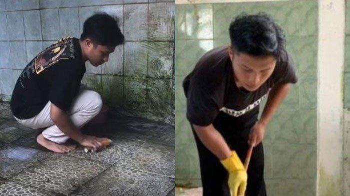 Aksi Cecep penjual tahu genjrot sukarela bersihkan toilet masjid viral di media sosial.